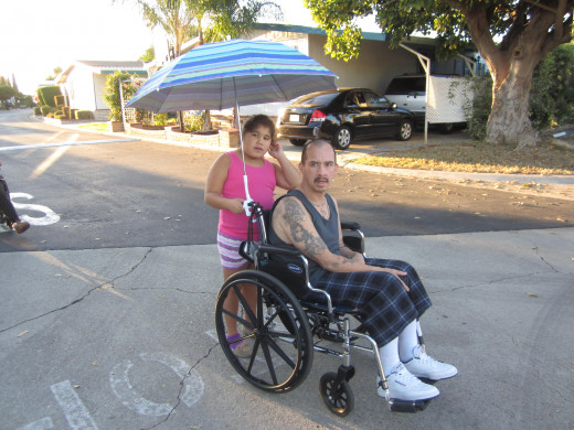 me and my girls taking their uncle for walk