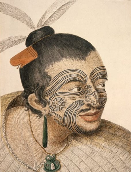 A Maori Chief with his distinctive tribal tattoos. 