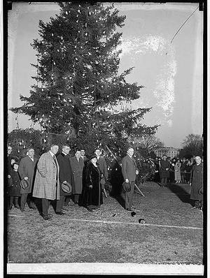 President Calvin Coolidge (right) with the national Christmas tree on Dec. 24, 1923.