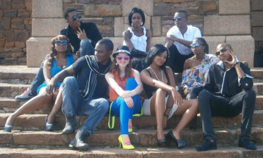 In Pretoria, South Africa, I was often asked by people if they could have their picture taken with me; this was my biggest group. In Pretoria, South Africa, I was often asked by people if they could have their picture taken with me; this was my biggest group.