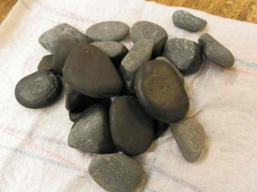 dry black stones