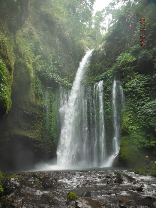 Tiu Kelep Waterfall. Some believe bathing with  the water  gives benefits in keeping ones youthfulness. 