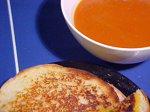 Great comfort food: Tomato soup and grilled cheese sandwich