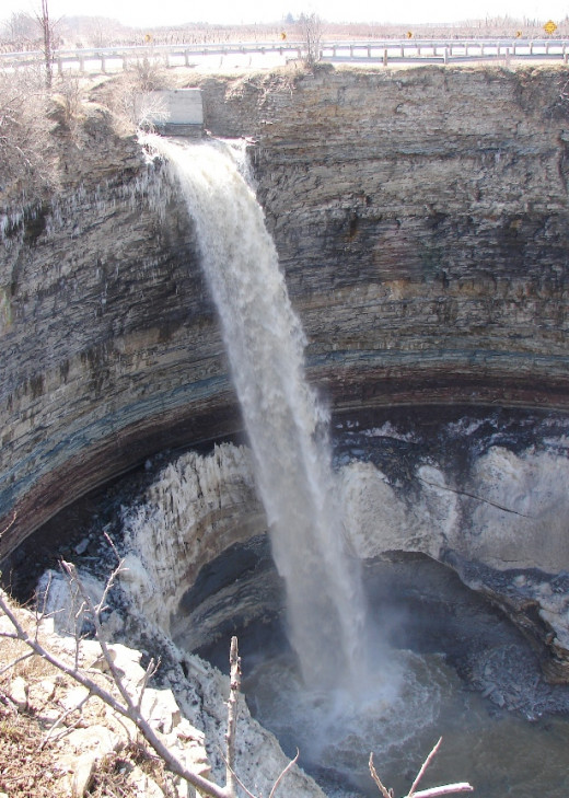Devil's Punch Bowl in early Spring, one of more than a hundred waterfalls in Hamilton located along the Niagara Escarpment.