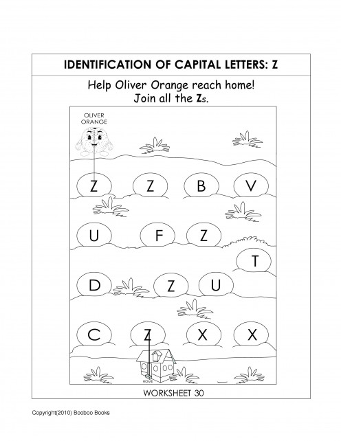Alphabet worksheet for kindergarten - letter Z