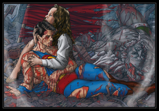 The Ersatz Death of Superman - with Uncanny likenesses to Brandon Routh and Kate Bosworth.