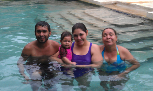 Family photo in the water.