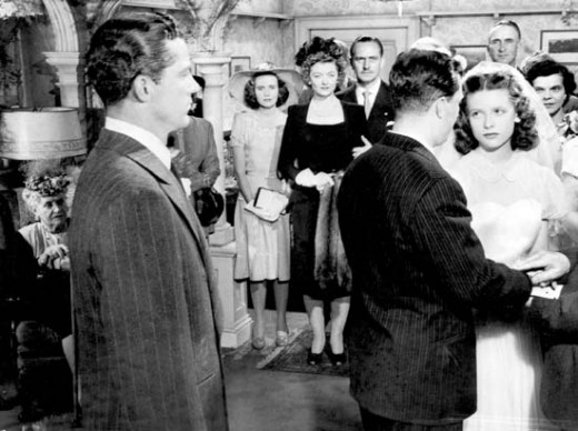 (From left) Dana Andrews, Teresa Wright, Myrna Loy, Fredric March, Harold Russell, and Cathy O’Donnell