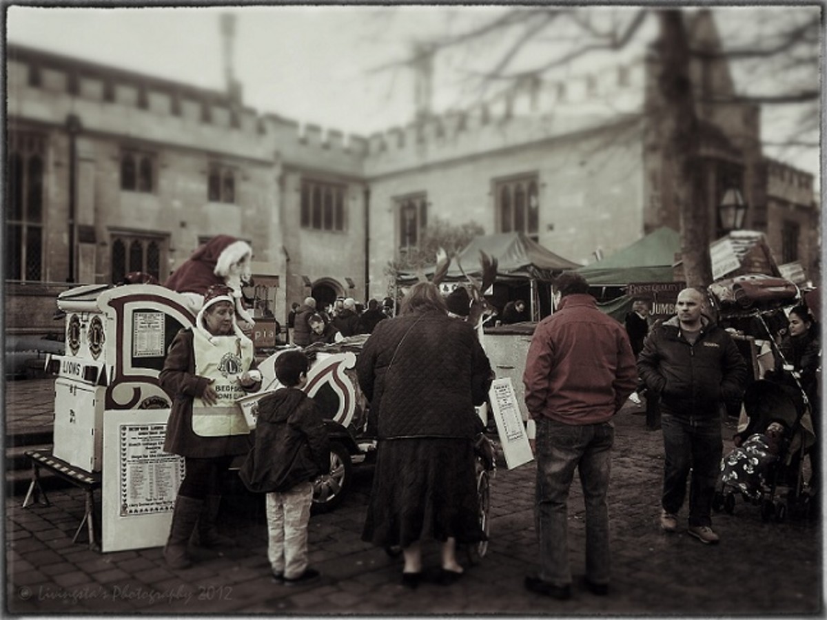 A street scene at the Victorian Christmas fair in Bedford, England!