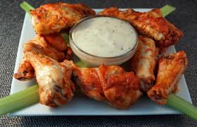 Original Buffalo wings with celery and blue cheese dip