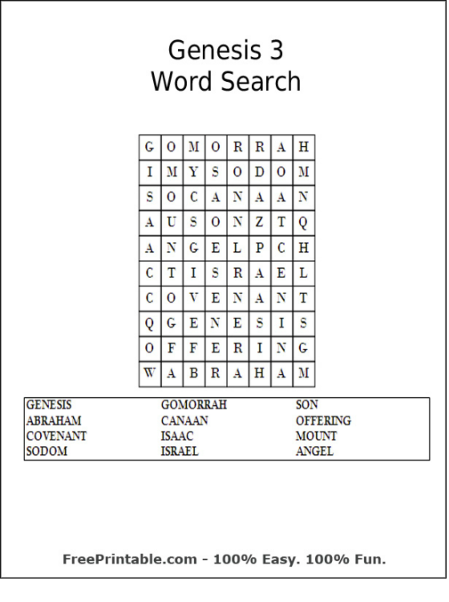 Printable Bible Word Searches from Genesis | HubPages