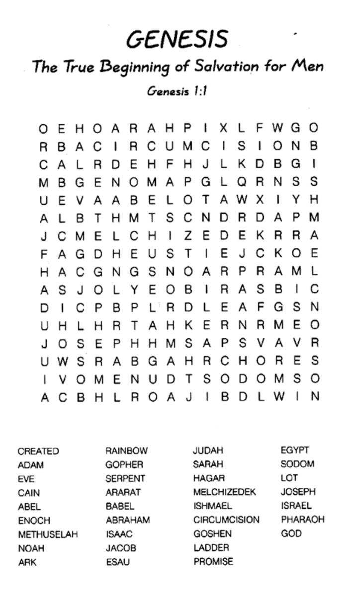 Printable Bible Word Searches From Genesis HubPages