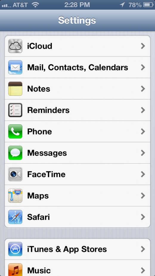 Tap on Mail, Contacts, Calendars