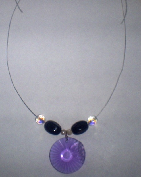 Add a clear glass crystal bead to each side of the necklace.  