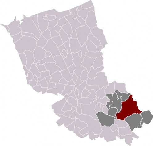 Map location of Bailleul, within the Dunkirk 'arrondissement' of Nord department