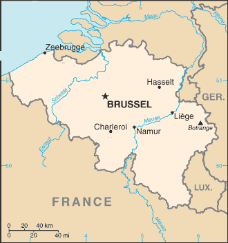 Map location of the Scheldt and Meuse rivers, Belgium
