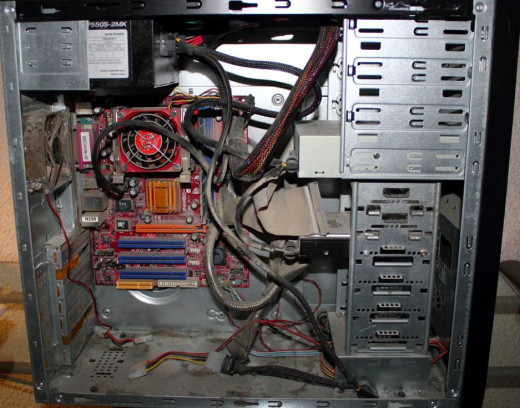 Dust buildup inside a PC.