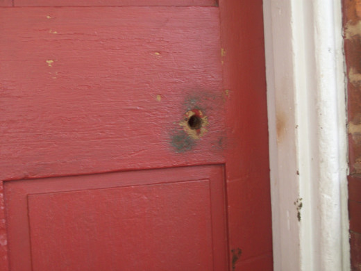 Hole from gun shot that killed Jenny Wade