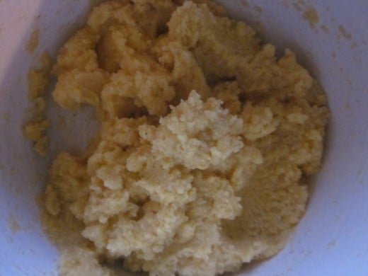 Corn meal with water added