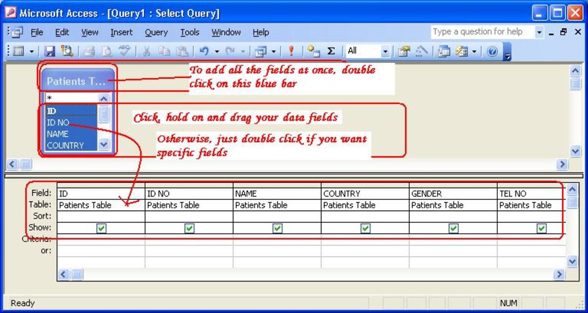 Setting the fields you are going to use in your query