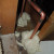 Adding foam around the copper pipe to seal any gap. Adding foam around the copper pipe to seal any gap.