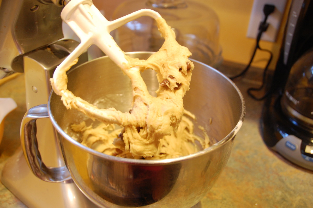 mixing the batter in the KitchenAid