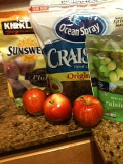 Fruits and nuts to go into the bread.