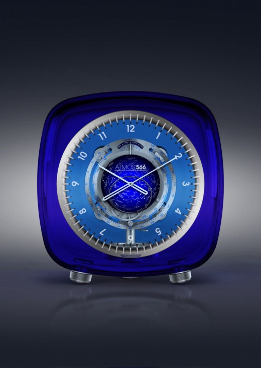 An Atmos 566 in blue Baccarat crystal.