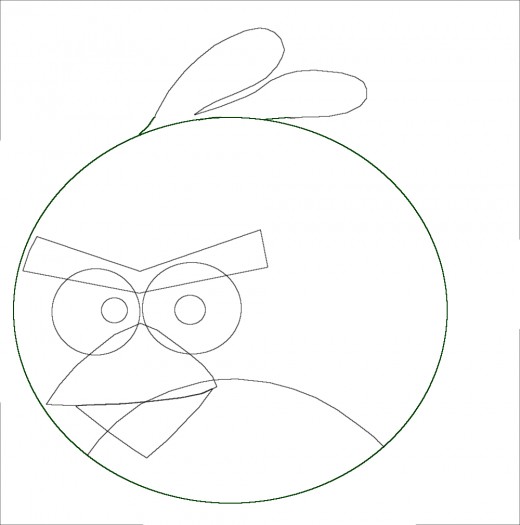 The eye brows of this Red Angry Bird are vee shaped setting between the eyes. 