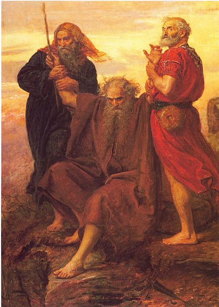 "Victory O Lord!" by John Everett Millais portraying Moses holding up his hands so that Israel would prevail in battle. 