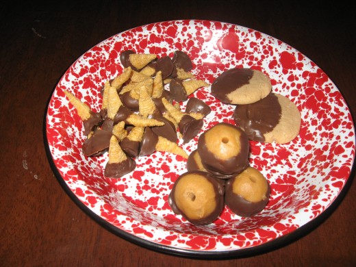 Easy to Make Cookies can become fancier with dipping chocolate.