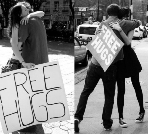 Are you and your friends adventurous enough to venture out on the streets and give free hugs to strangers?