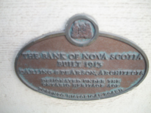 Heritage plaque, Bank of Nova Building, 1913, 440 College Street, Toronto, Ontario