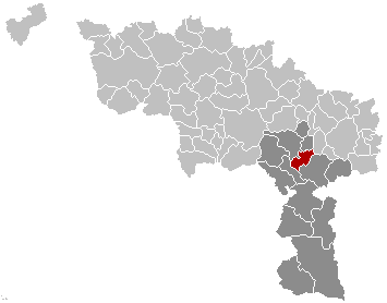 Map location of Lobbes municipality, Hainaut province