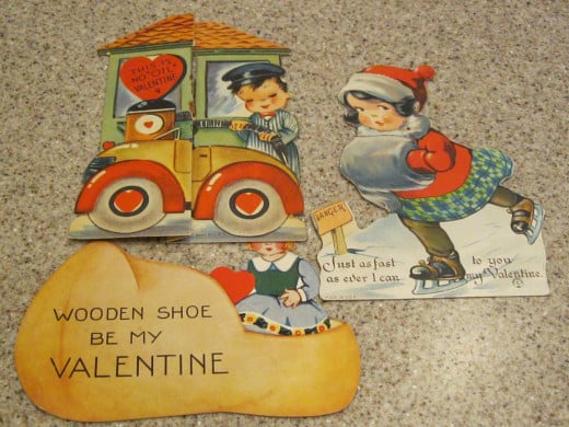 Bright colors, cute children,  Made in USA  Ice skating girl made by the Louis Katz Co of New York, Gas station card folds out to reveal message