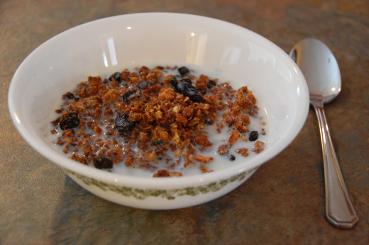 homemade granola with quinoa, almonds, craisins and raisins
