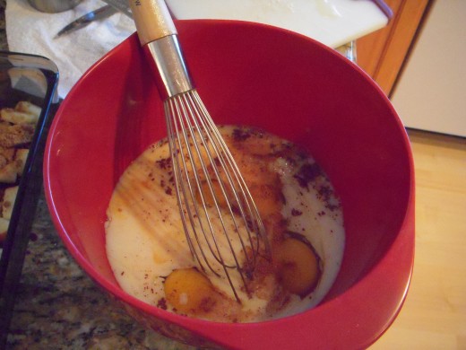 Whisk eggs, vanilla and milk together