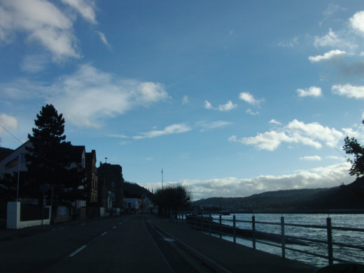 Road by the Rhine river
