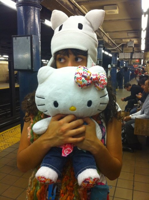Fleece AFK Hat from Gaiaonline and my Build-a-Bear Hello Kitty