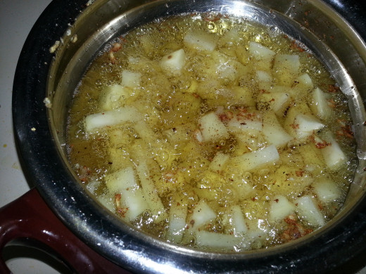 Deep fry potatoes
