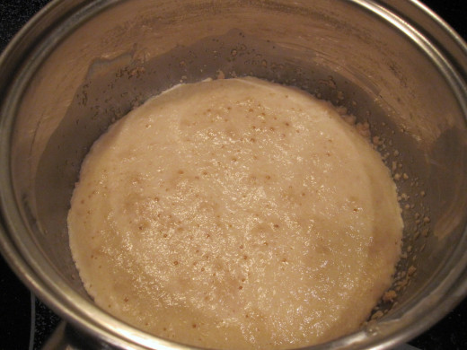 Yeast mixture is frothy and ready to use!
