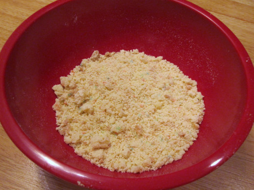 Cake crumbs and flour mixture