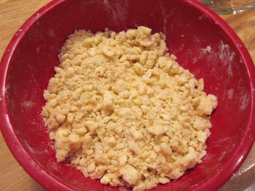 Butter fully crumbled and ready to use.