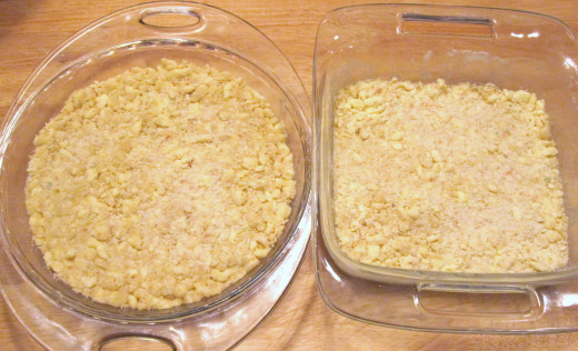 Streusel topping has been added and pressed into dough... rest 20 minutes and then ready to bake!