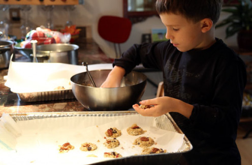 Making cookies with my son was really fun. 