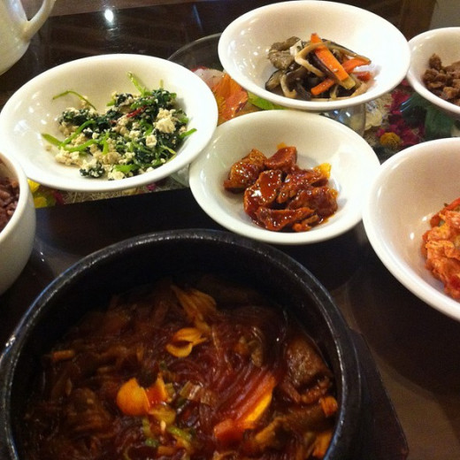 A vegan meal at Ohsegaehyang, part of the Loving Hut restaurant chain
