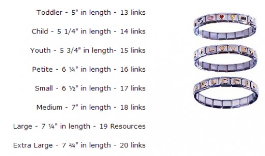 Italian Charm Bracelet Size Chart