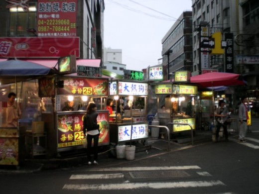 A familiar site in Taiwan, this intersection overflows with food vendors