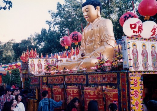 Prayer-wheels on a Float at a Lantern Festival in Taiwan