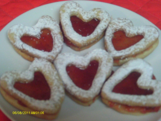 Bottom of My Heart Cookies with Strawberry Jam.